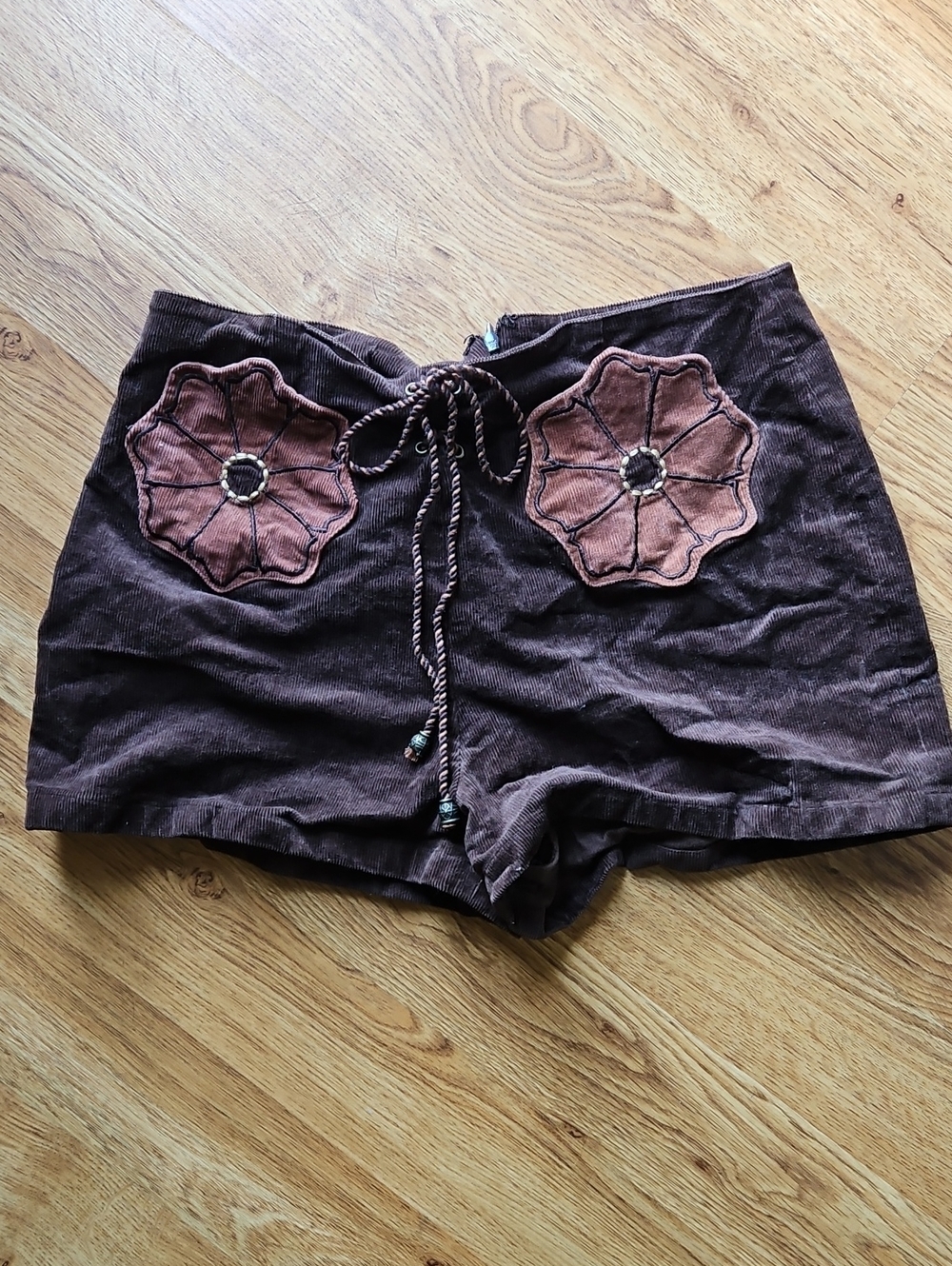 The Hippie Shake Corduroy Floral Retro Style High Waist Shorts
